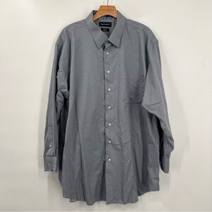 Paul Fredrick Grey Dotted Non Iron Two Ply Cotton Button Down Shirt 18.5